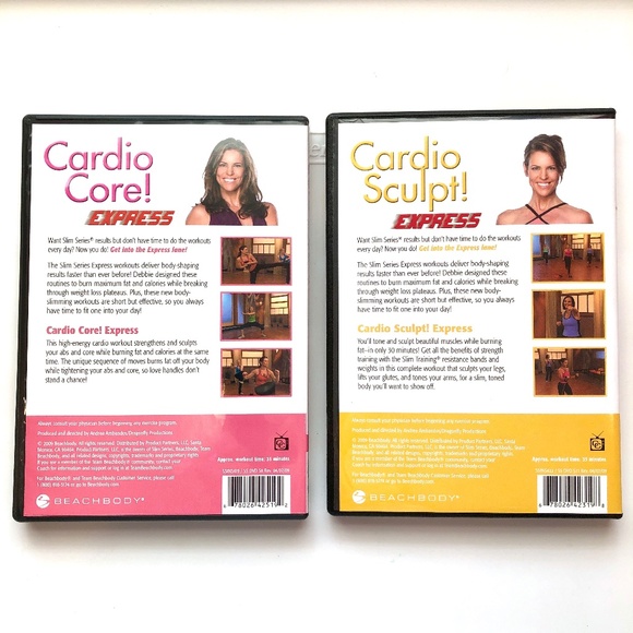 BEACHBODY Cardio Core + Cardio Sculpt! Express Debbie Siebers SLIM Exercise DVDs - Picture 2 of 6